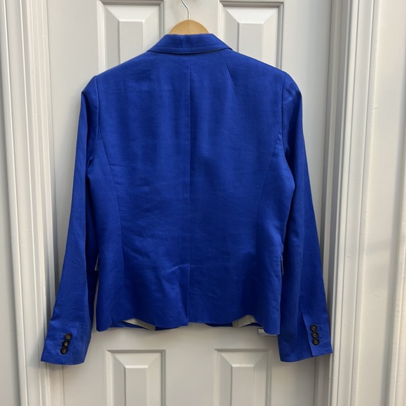 EUC J. Crew Blue Linen Womenβs Blazer Size 6 - Picture 5 of 7